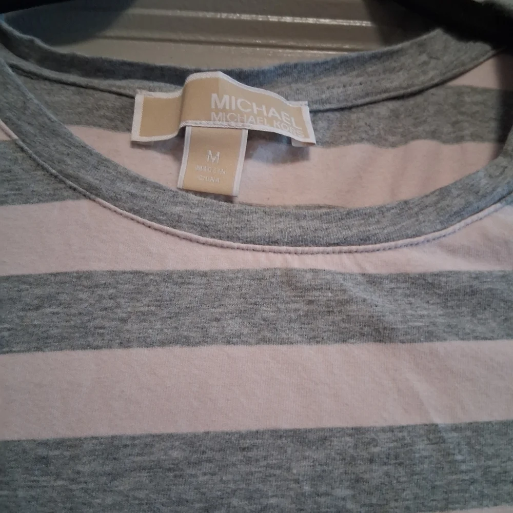 Michael Kors Pink and Gray Striped Tee